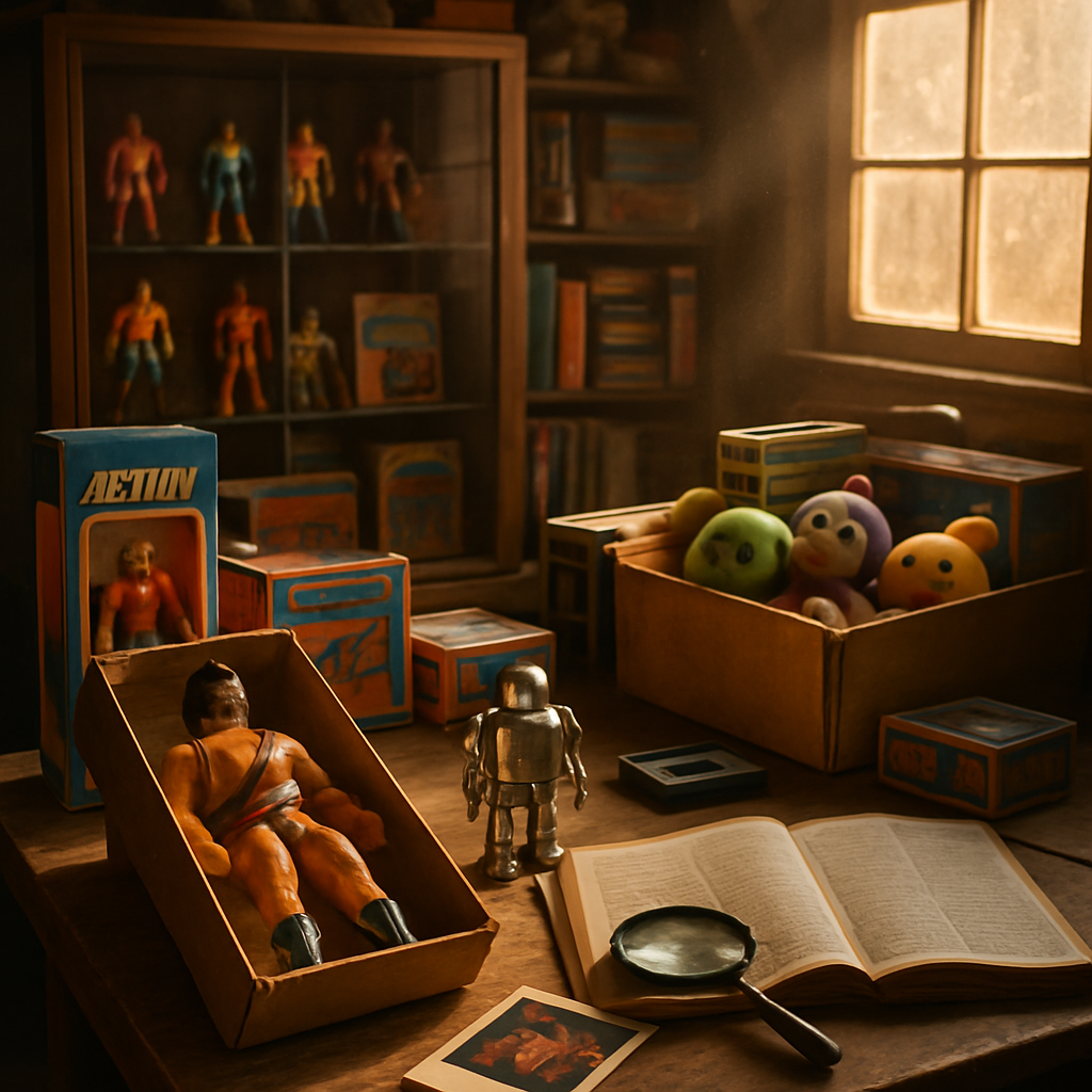 Hero banner showing a curated display of retro 80s and 90s toys